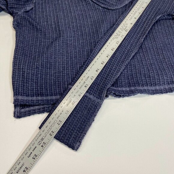 We The Free Wildcat Thermal Pullover Sweater Womens Size XSmall Blue Cowl Neck - Picture 9 of 10